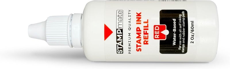 Stampmate حبر تعبئة متميز لختم ذاتي الحبر وألواح الختم - زجاجة 2 أونصة (أحمر) - Image 3